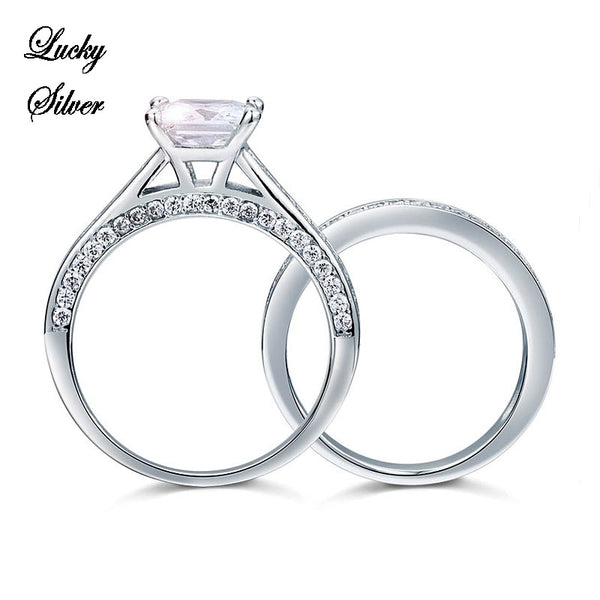 1.5 Carat Princess Cut Solid 925 Sterling Silver Bridal Wedding Engagement Ring Set - LS CFR8009S