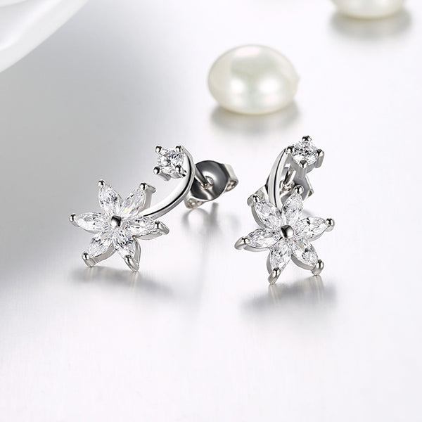 White Gold Earrings LSE092