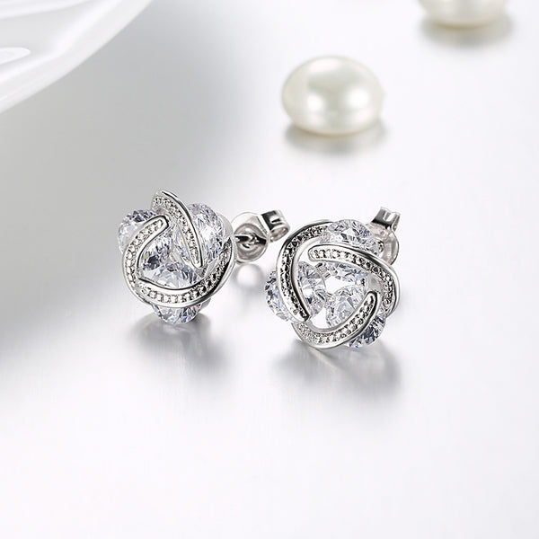 White Gold Earrings LSE093