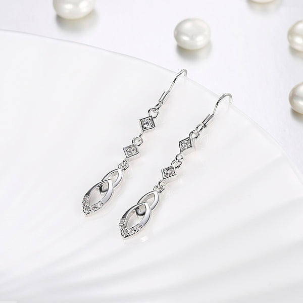 White Gold Earrings LSE094