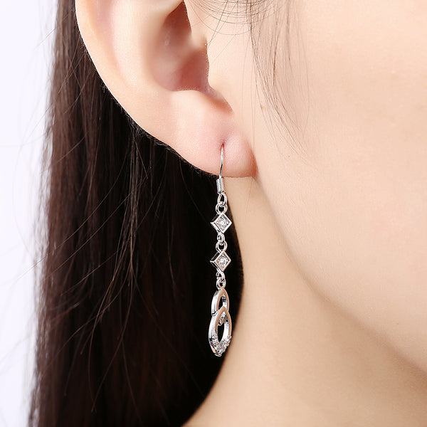 White Gold Earrings LSE094