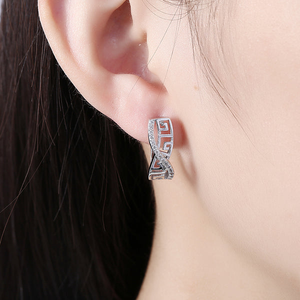 White Gold Earrings LSE099