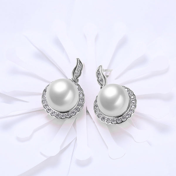 White Gold Earrings LSE107