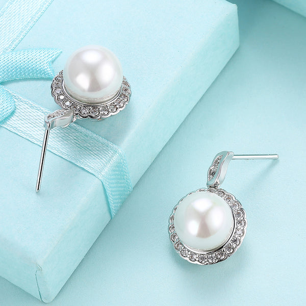 White Gold Earrings LSE107