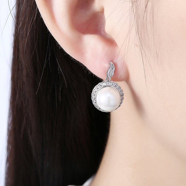 White Gold Earrings LSE107