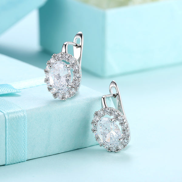 White Gold Earrings LSE152