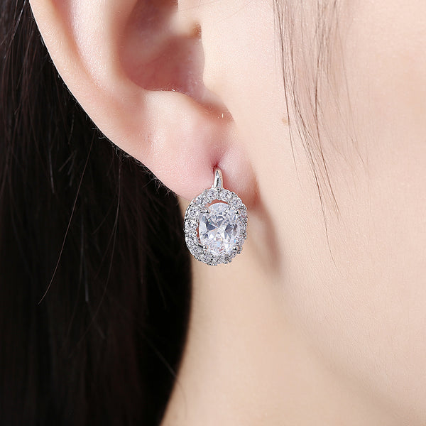 White Gold Earrings LSE152