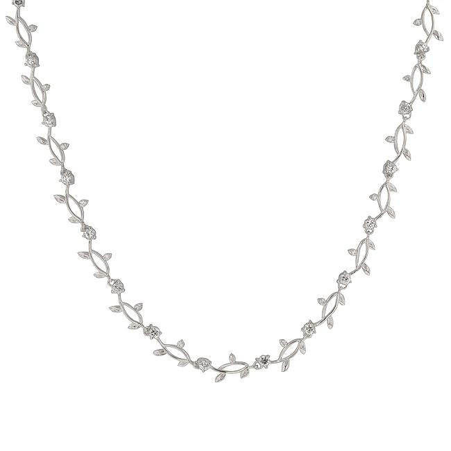 Rhodium Plated Vineyard Necklace - N01125R-C01