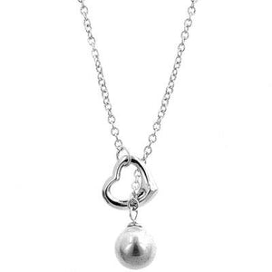 Heart Pearl Drop Necklace - N01141R-V01