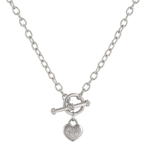Toggle Pave Heart Necklace - N01155R-C01