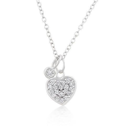 Silver Heart Charm Pave Necklace - N01190R-V01