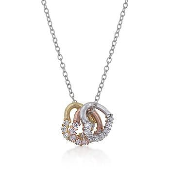 Tri-tone Hearts Cluster Necklace - N01192T-C01