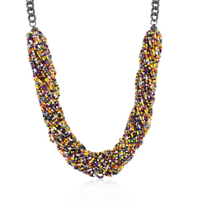 Multicolor Acrylic Bead Twisting Necklace - N01251TW-V01