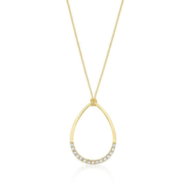 Golden Crystal Teardrop Necklace - N01277G-C02