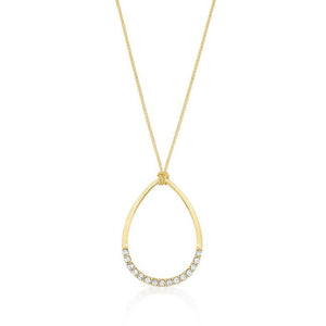 Golden Crystal Teardrop Necklace - N01277G-C02