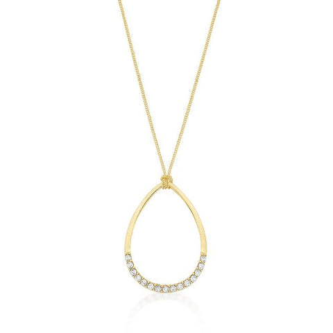 Golden Crystal Teardrop Necklace - N01277G-C02