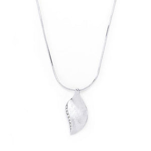 Rhodium Plated Crystal Leaf Necklace - N01278R-C02