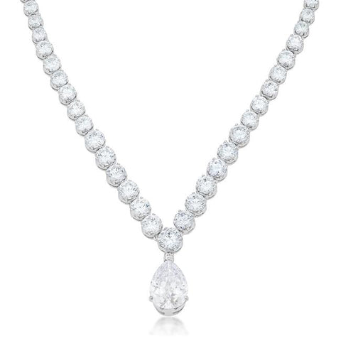 Bejeweled Cubic Zirconia Pear Drop Necklace - N01289R-C01