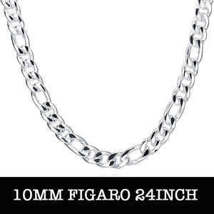 Silver Figaro Chain 24inch 10mm LSN013-24