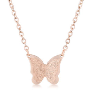 Breanne Rose Gold Stainless Steel Rose Gold Butterfly Necklace - N01312AV-V00