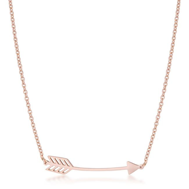 Arianna Rose Gold Stainless Steel Arrow Necklace - N01313AV-V00