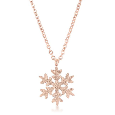 Jenna Rose Gold Stainless Steel Rose Gold Snowflake Necklace - N01317AV-V00