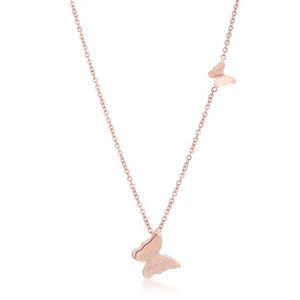 Beatrice Rose Gold Stainless Steel Delicate Butterfly Necklace - N01321AV-V00