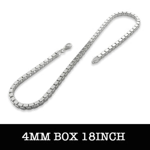 Silver Box Chain 18inch 4mm LSN016