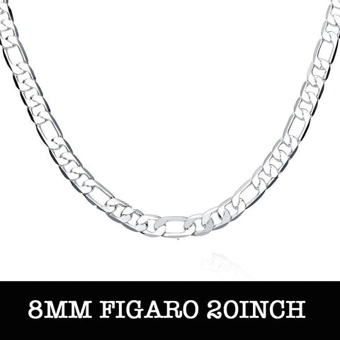 Silver Figaro Chain 20inch 8mm LS N018