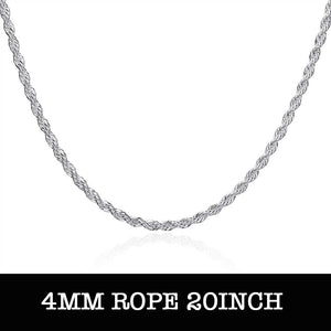 Lucky Silver - Silver Designer Rope Chain 20inch 4mm - LOCAL STOCK - LSN067-20