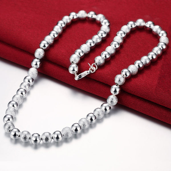Silver Hollow Bead Chain 20inch 8mm LSN086