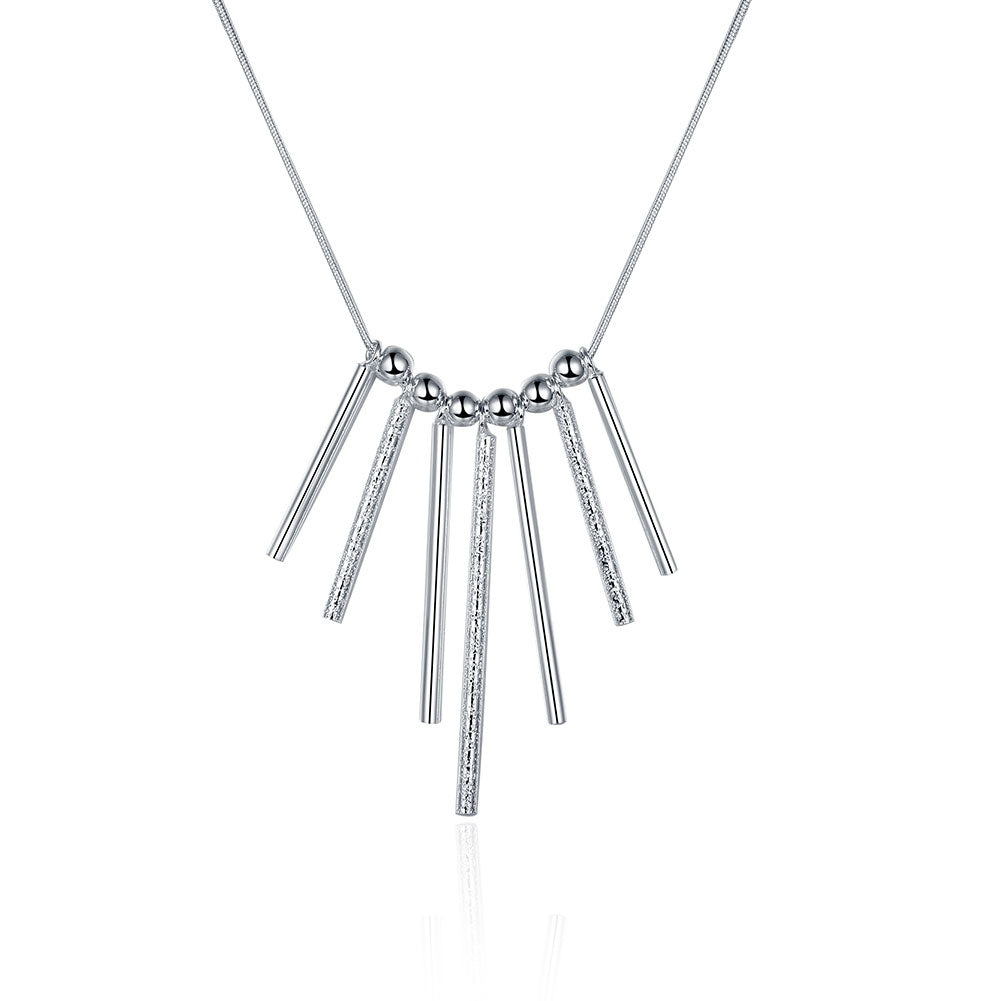 Lucky Silver - Silver Designer Hanging Bars Necklace with Snake Chain - LOCAL STOCK - LSN094