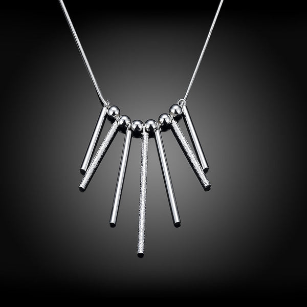 Lucky Silver - Silver Designer Hanging Bars Necklace with Snake Chain - LOCAL STOCK - LSN094