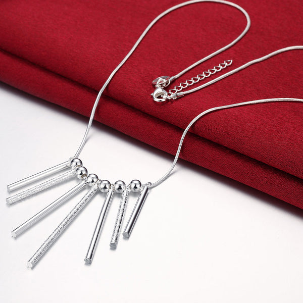 Lucky Silver - Silver Designer Hanging Bars Necklace with Snake Chain - LOCAL STOCK - LSN094