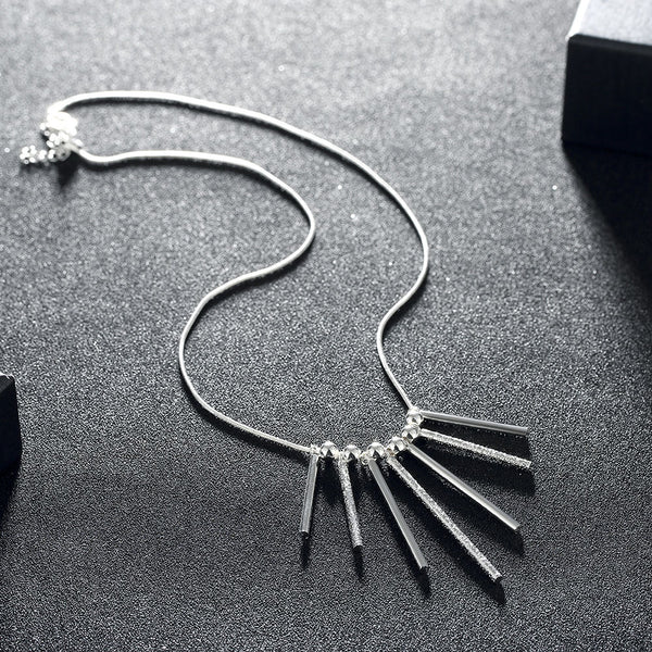 Lucky Silver - Silver Designer Hanging Bars Necklace with Snake Chain - LOCAL STOCK - LSN094