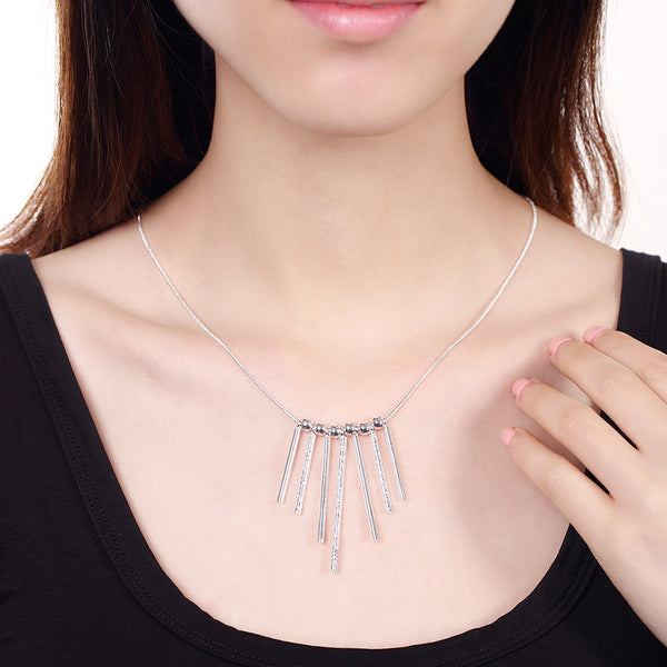 Lucky Silver - Silver Designer Hanging Bars Necklace with Snake Chain - LOCAL STOCK - LSN094