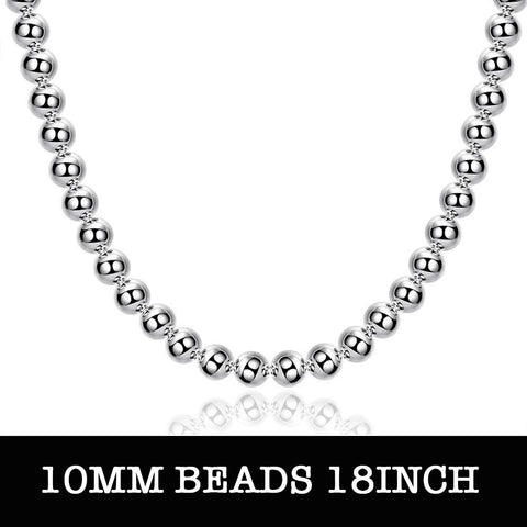 Silver Hollow Bead Chain 18inch 10mm LSN097-2