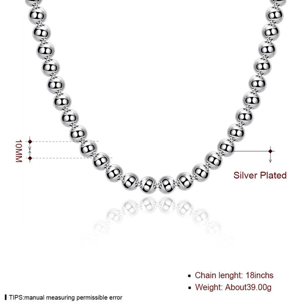 Silver Hollow Bead Chain 18inch 10mm LSN097-2