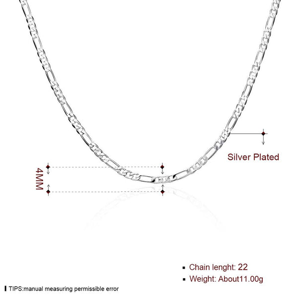 Lucky Silver - Silver Designer Figaro Chain 56cm 4mm - LOCAL STOCK - LSN102-22