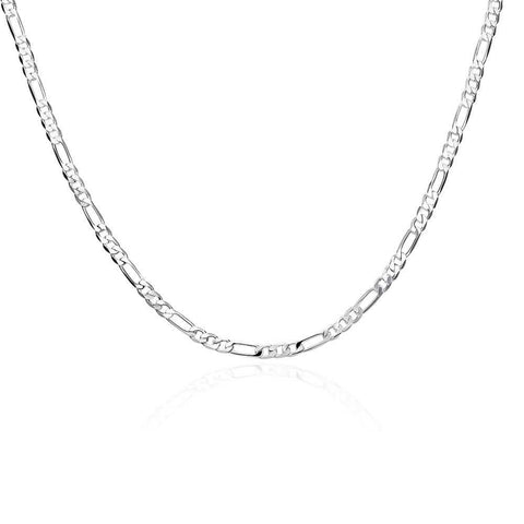 Lucky Silver - Silver Designer 4mm Figaro Chain Necklace 66cm - LOCAL STOCK