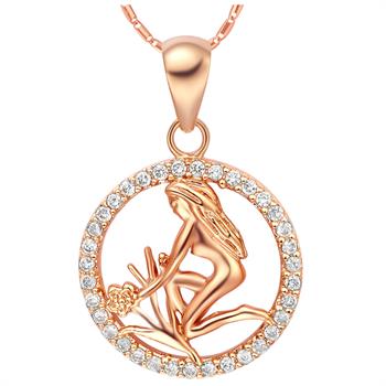 White Gold Plated Rose Gold Necklace LSN1059