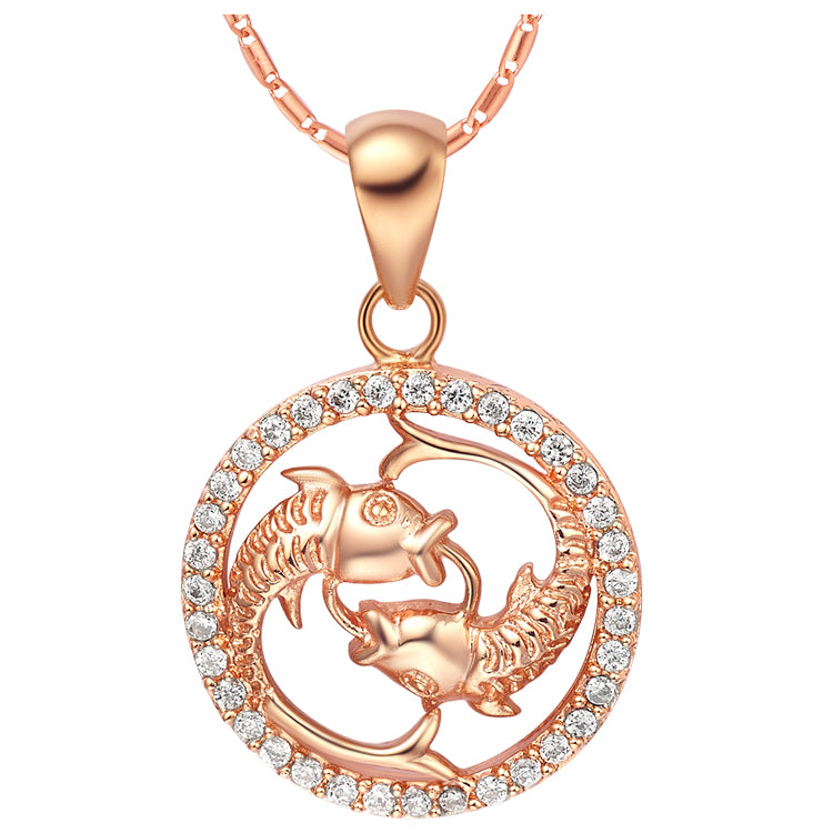 White Gold Plated Rose Gold Necklace LSN1069