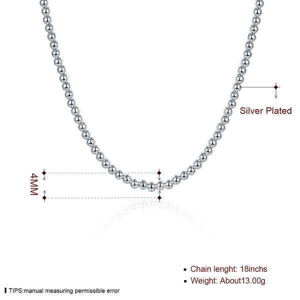 Silver Bead Chain 18inch 4mm LSN114