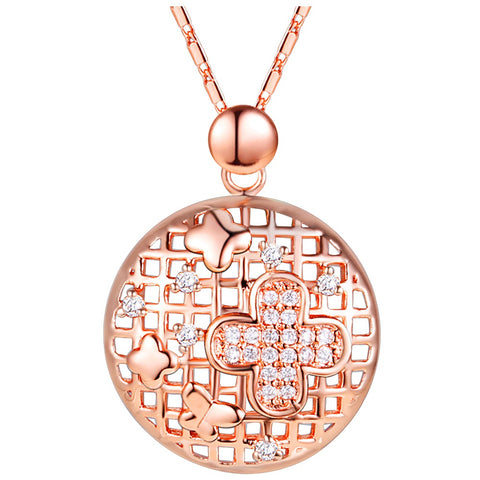 White Gold Plated Rose Gold Necklace LSN1292