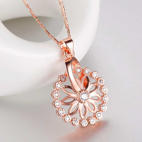 White Gold Plated Rose Gold Necklace LSN1298