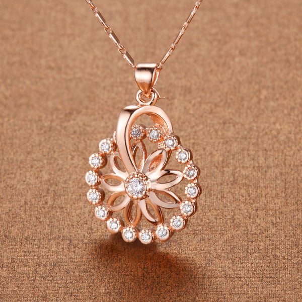 White Gold Plated Rose Gold Necklace LSN1298