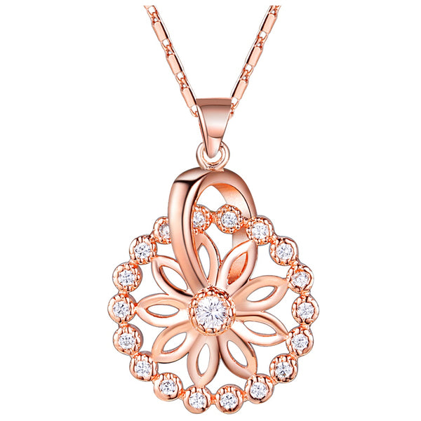 White Gold Plated Rose Gold Necklace LSN1298