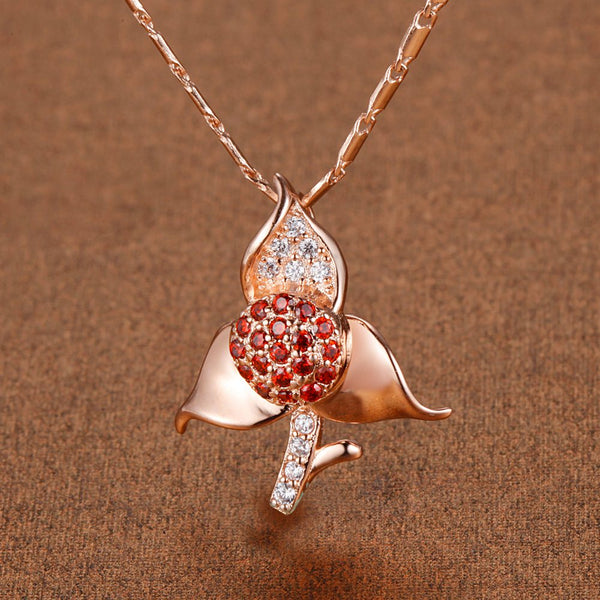 White Gold Plated Rose Gold Necklace LSN1302