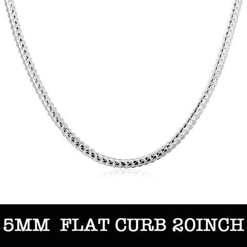 Silver Flat Curb Chain 20inch 5mm LSN130
