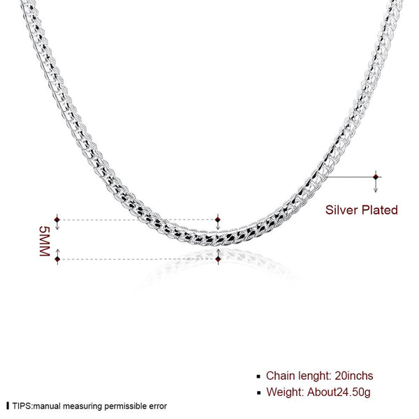 Silver Flat Curb Chain 20inch 5mm LSN130
